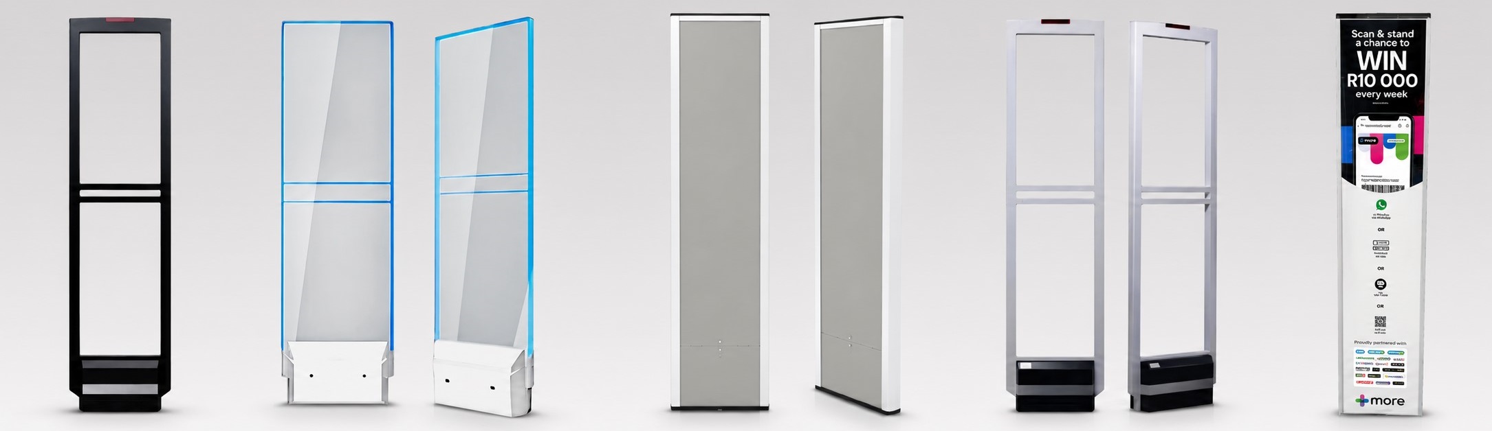 Range of AM and RF EAS antenna systems for retail entrances